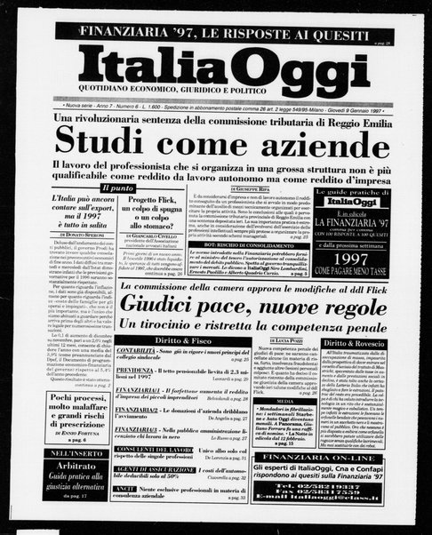 Italia oggi : quotidiano di economia finanza e politica